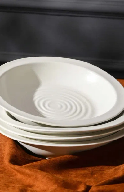 Stone Lain Orbit Stoneware 24-piece Dinnerware Set With Pasta Bowls In White