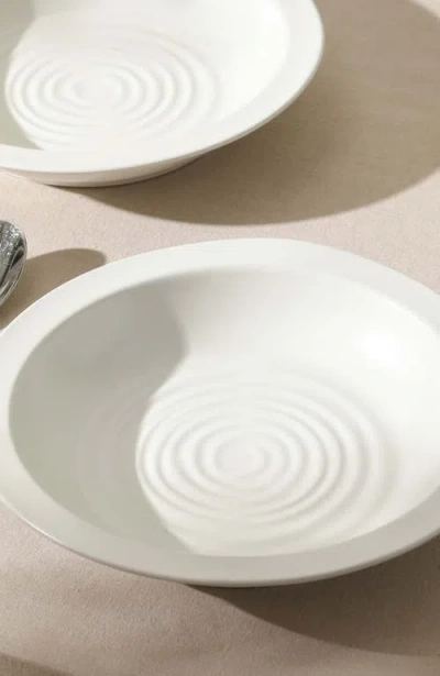 Stone Lain Orbit Stoneware 24-piece Dinnerware Set With Pasta Bowls In White