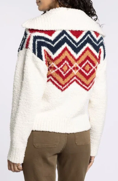 Thread & Supply Talulla Sweater Jacket In Burgundy Cream In White