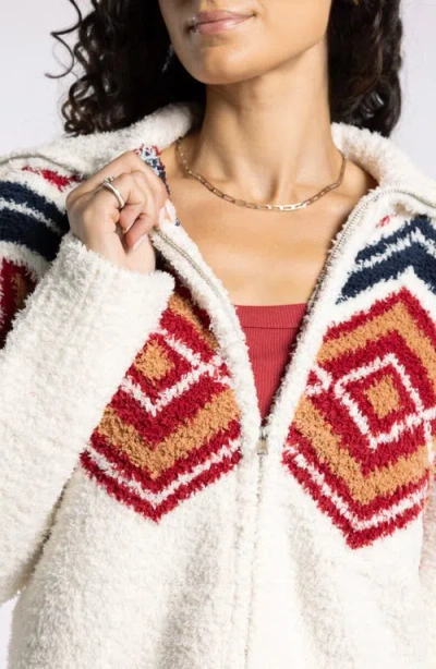 Thread & Supply Talulla Sweater Jacket In Burgundy Cream In White