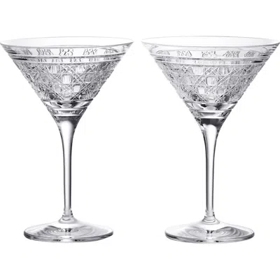 Waterford Opulence Set Of 2 Lead Crystal Martini Glasses In Transparent