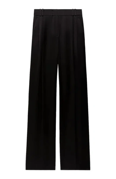 Another Tomorrow Satin Pleated Trouser In Black