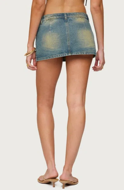 Edikted Mixed Buttons Denim Mini Skort In Blue