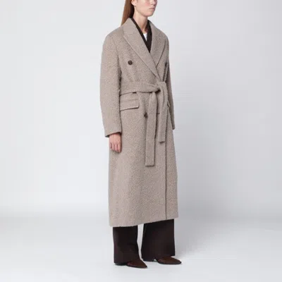 Golden Goose Greige Wool-blend Belted Coat In Gray