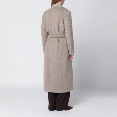 Golden Goose Greige Wool-blend Belted Coat In Gray