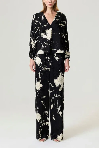 Nocturne Abstract Print Jacquard Blouse In Multi