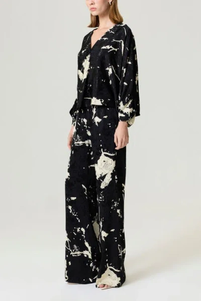 Nocturne Abstract Print Jacquard Blouse In Multi