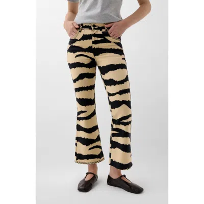 Scalpers Ankle Zebra Denim Pant In Multi