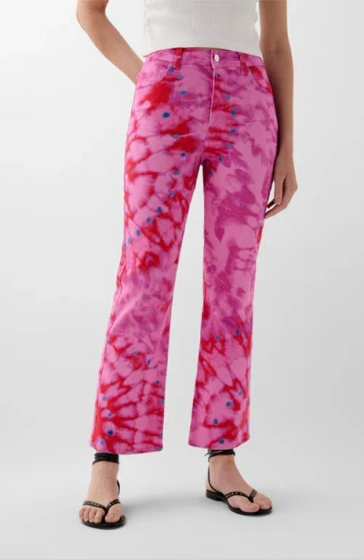 Scalpers Summer Print Denim Pant In Pink