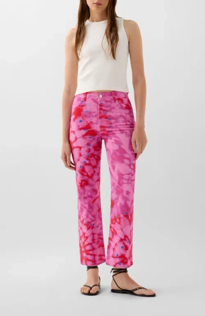 Scalpers Summer Print Denim Pant In Pink