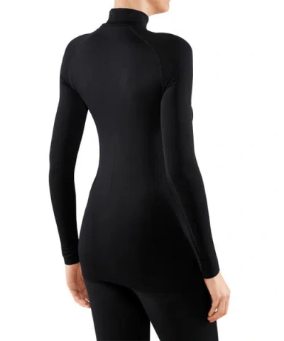 Falke Maximum Warm Quarter Zip Base Layer Top In Black In Black