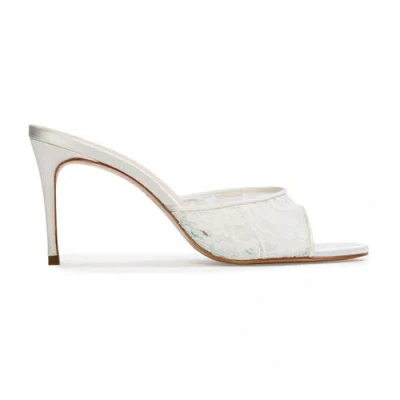 Black Suede Studio Celeste Lace Mules In White