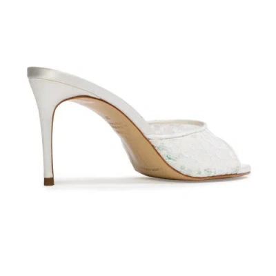 Black Suede Studio Celeste Lace Mules In White