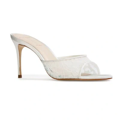 Black Suede Studio Celeste Lace Mules In White