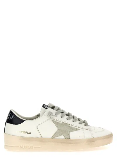 Golden Goose Mens Standard In White Leather With Grey Suede Star And Blue Leather Heel In Neutral