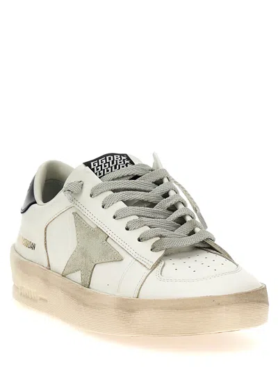 Golden Goose Mens Standard In White Leather With Grey Suede Star And Blue Leather Heel In Neutral