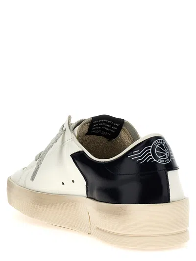 Golden Goose Mens Standard In White Leather With Grey Suede Star And Blue Leather Heel In Neutral