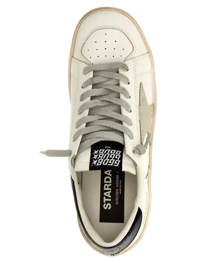 Golden Goose Mens Standard In White Leather With Grey Suede Star And Blue Leather Heel In Neutral
