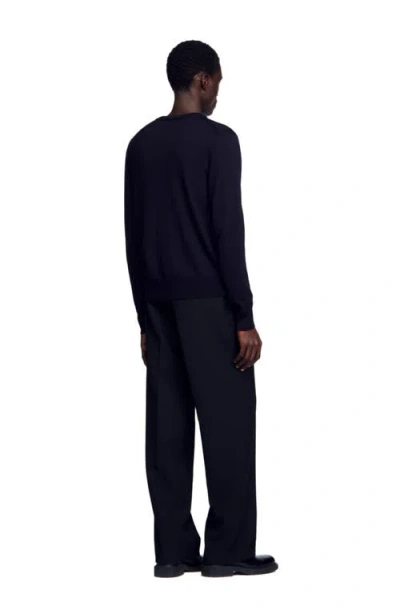 Sandro Wool Sweater With High Neck In Blue