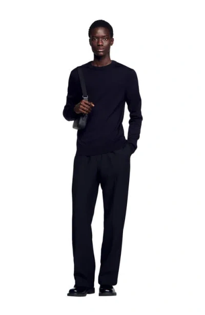 Sandro Wool Sweater With High Neck In Blue