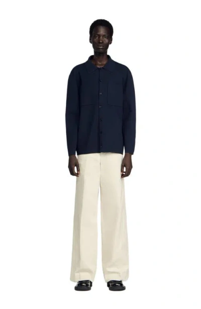 Sandro Knit Jacket In Blue