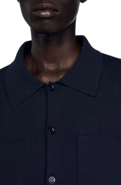 Sandro Knit Jacket In Blue