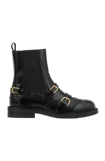 Sandro Leather Buckled Chelsea Boots In Multi