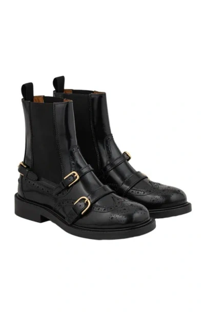 Sandro Leather Buckled Chelsea Boots In Multi