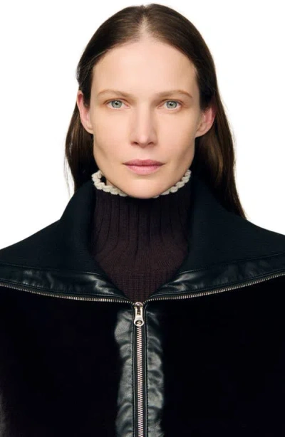 Sandro Blake Faux Fur Coat In Brown