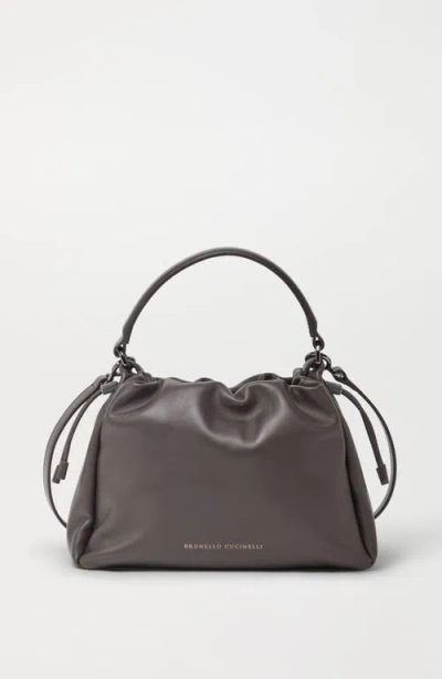Brunello Cucinelli Small Soft Leather Mellow Bucket Bag In Brown