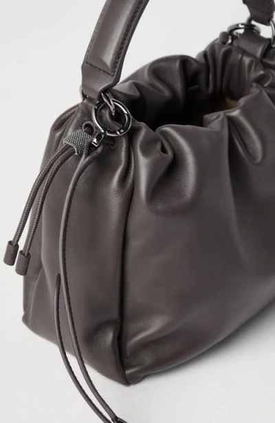 Brunello Cucinelli Small Soft Leather Mellow Bucket Bag In Brown