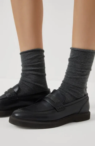 Brunello Cucinelli Cashmere Knit Socks In Gray