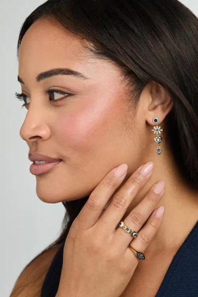 Alex And Ani Evil Eye Linear Earring In Gold