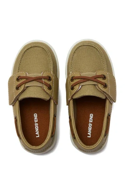 Lands' End Toddlers Canvas Easy On Boat Shoes In Brown
