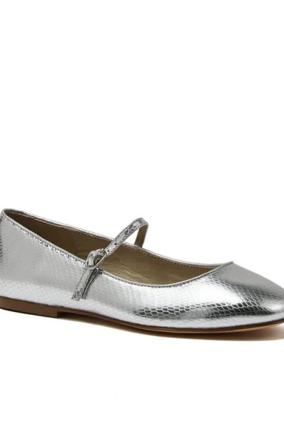 Lands' End Classic Metallic Mary Jane Flats In Silver