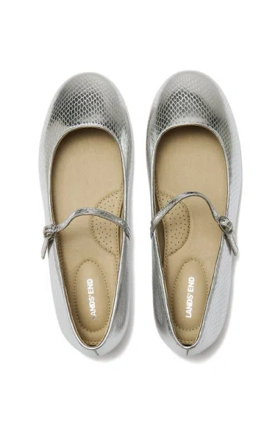 Lands' End Classic Metallic Mary Jane Flats In Silver