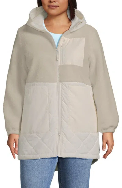 Lands' End High Pile Quilted Mixed Media Parka In Neutral