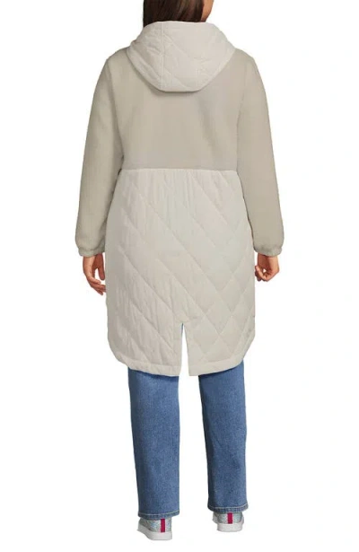 Lands' End High Pile Quilted Mixed Media Parka In Neutral