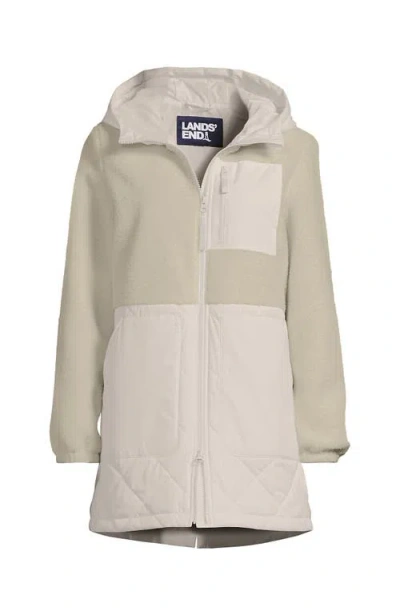 Lands' End High Pile Quilted Mixed Media Parka In Neutral
