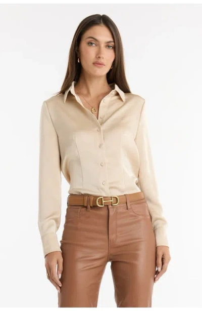 The Noli Shop Paulina Silk Blouse In Neutral