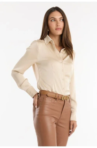 The Noli Shop Paulina Silk Blouse In Neutral