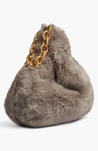 Donna Karan Lawrence Faux Fur Wristlet Wallet With Chain Strap In Gray