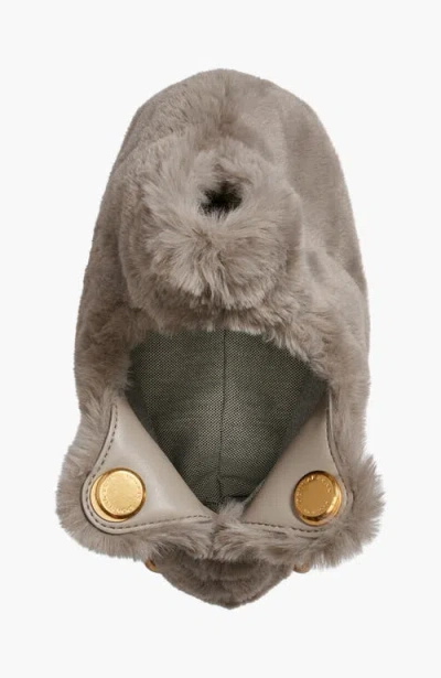 Donna Karan Lawrence Faux Fur Wristlet Wallet With Chain Strap In Gray