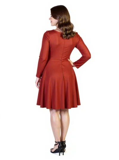 24seven Comfort Apparel Plus Size Flared Dress In Brown