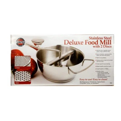 Norpro 2 Quart Multi Purpose Food Mill With 2 Discs, Stainless Steel In ...