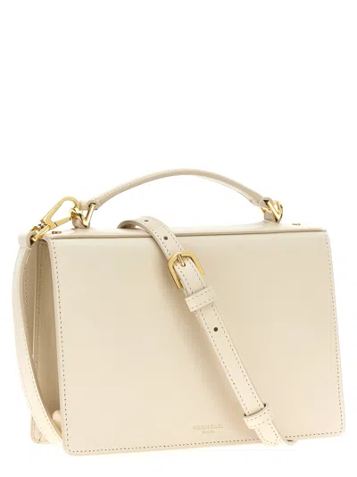 Golden Goose 'venezia' White Handbag With Lettering Logo And Clasp Closure In Leather Woman In White