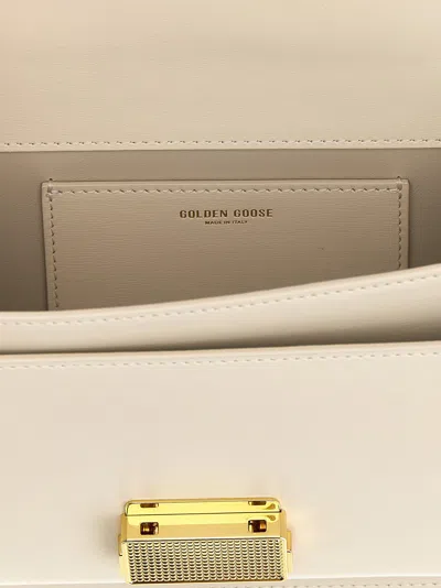 Golden Goose 'venezia' White Handbag With Lettering Logo And Clasp Closure In Leather Woman In White