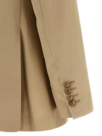 Golden Goose Womens Double-breasted Blazer In Sand With Gold Heraldic Buttons In Brown