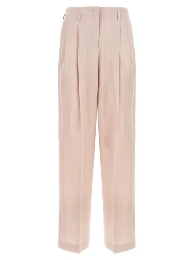 Golden Goose Wide-leg Wool Pants With Pleats In Pink