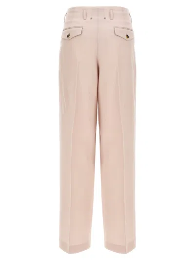 Golden Goose Wide-leg Wool Pants With Pleats In Pink